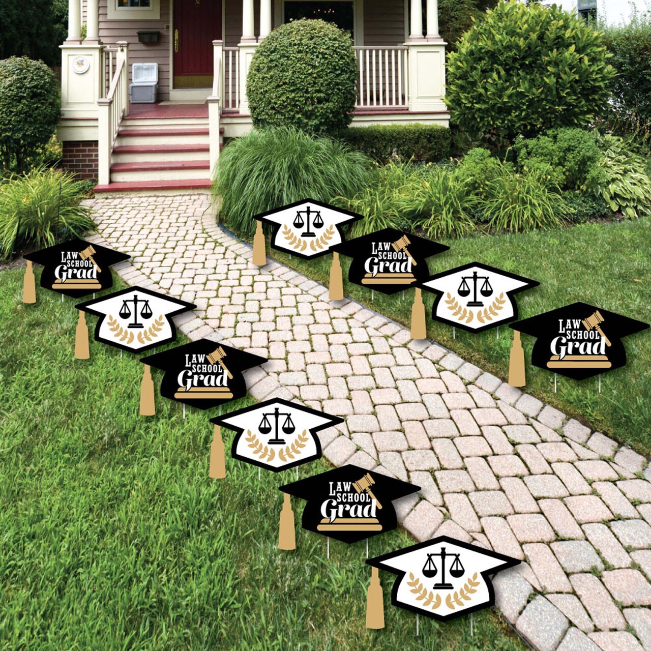 Big Dot of Happiness Law School Graduation Lawn Decorations - 10 Piece